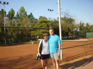 Our first time on clay at the International Sporting Club, where the local players were very welcoming!